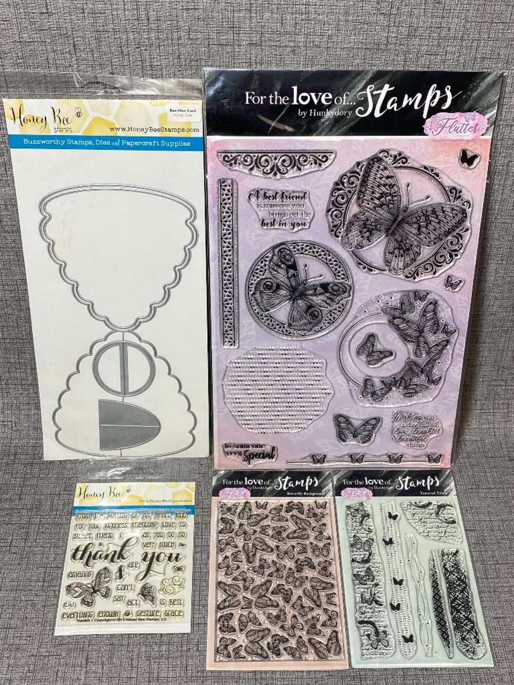 For The Love Of Stamps & Honey Bee Clear Cling Stamps Dies Butterflies Bee Hive